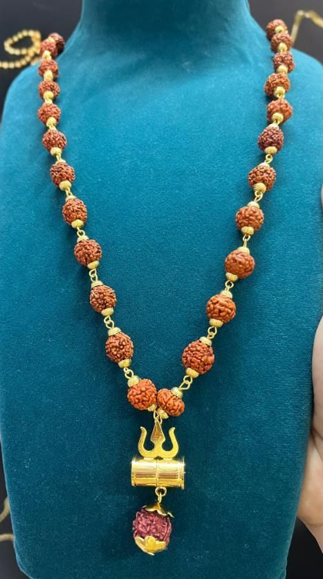 OM Shiv Trishool Pendant with Rudraksha Chain