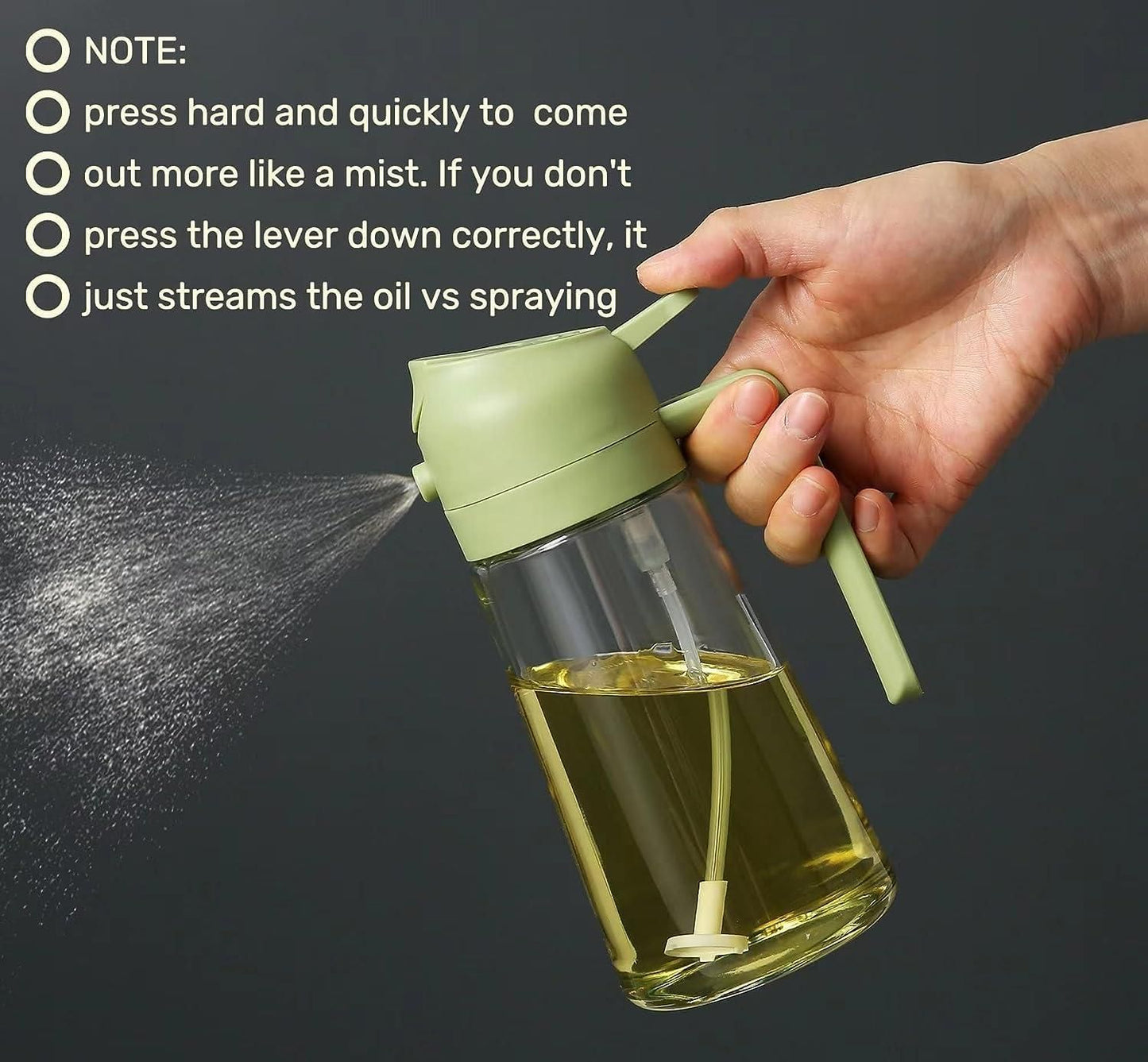 2-in-1 Oil Dispenser - Glass, Spray and Pour Design
