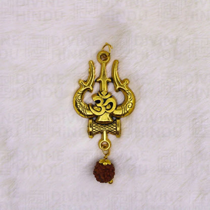 OM Shiv Trishool Pendant with Rudraksha Chain